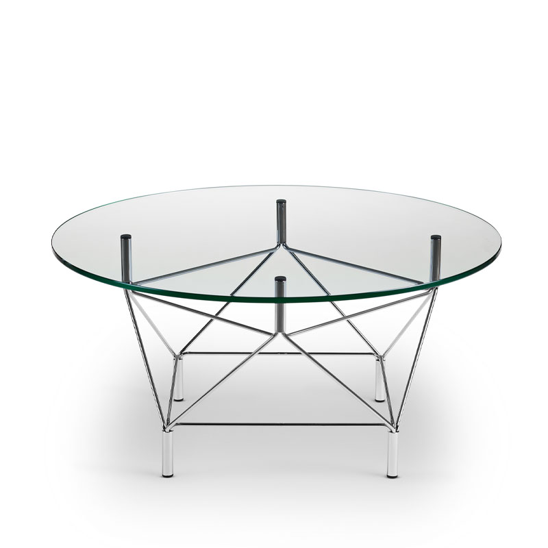 Spider_sofabord_rundt_klart_glass_krom_produktbilde