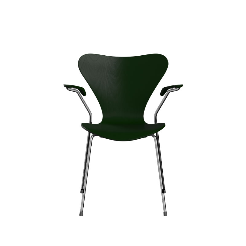 3107_Series_7_med_arm_Lakket_evergreen_krom_base_produktbilde_fra_fritz_hansen