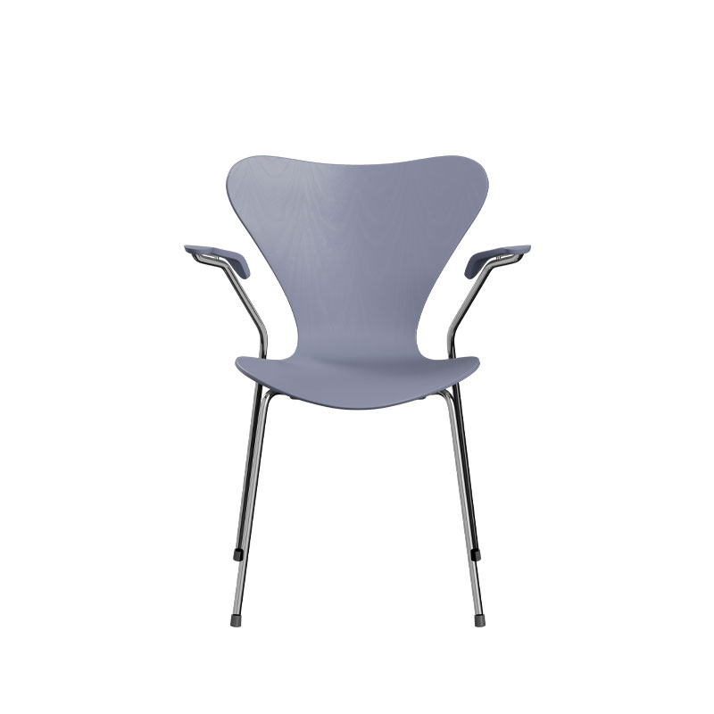 3107_Series_7_med_arm_Lakket_lavender_blue_krom_base_produktbilde_fra_fritz_hansen