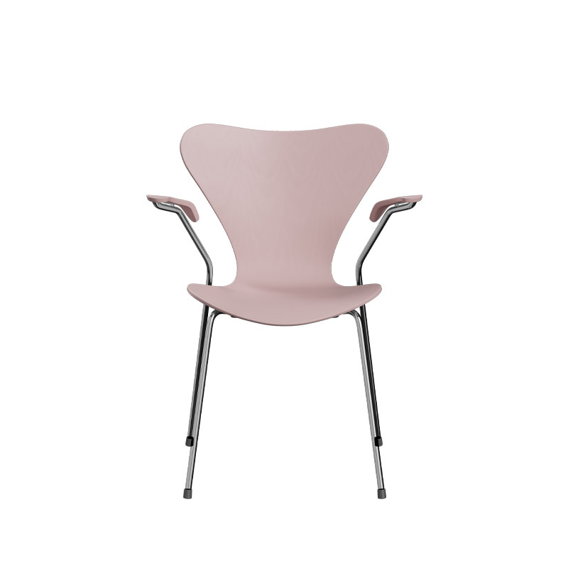3107_Series_7_med_arm_Lakket_pale_rose_krom_base_produktbilde_fra_fritz_hansen