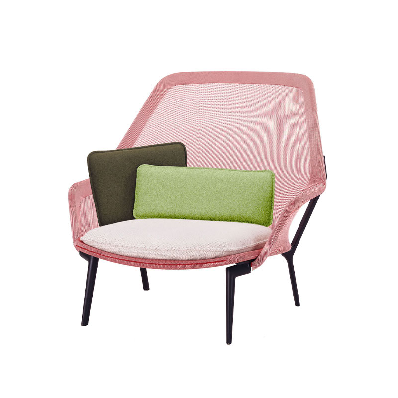 Slow Chair I netting I fargen red/cream med sort understell fra vitra