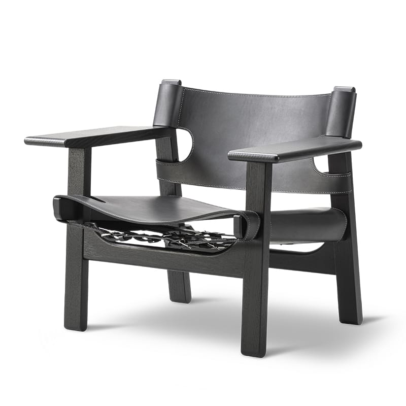 Spanskestolen-spanish chair-fredericia-sortlakkert eik-sort skinnfarge-verket interiør