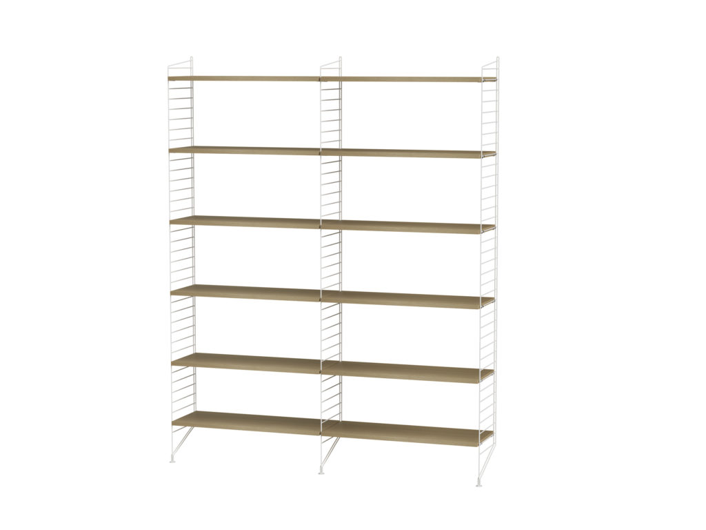 String furniture dobbel bokhylle hvit/eik