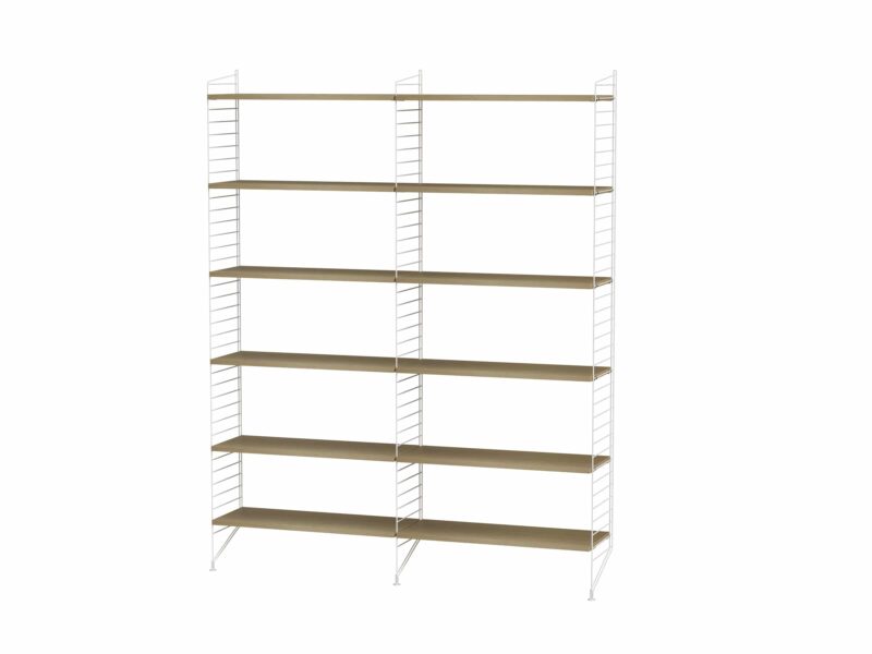 String furniture dobbel bokhylle hvit/eik