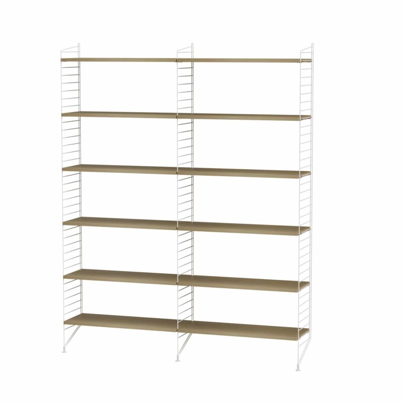 String furniture dobbel bokhylle hvit/eik