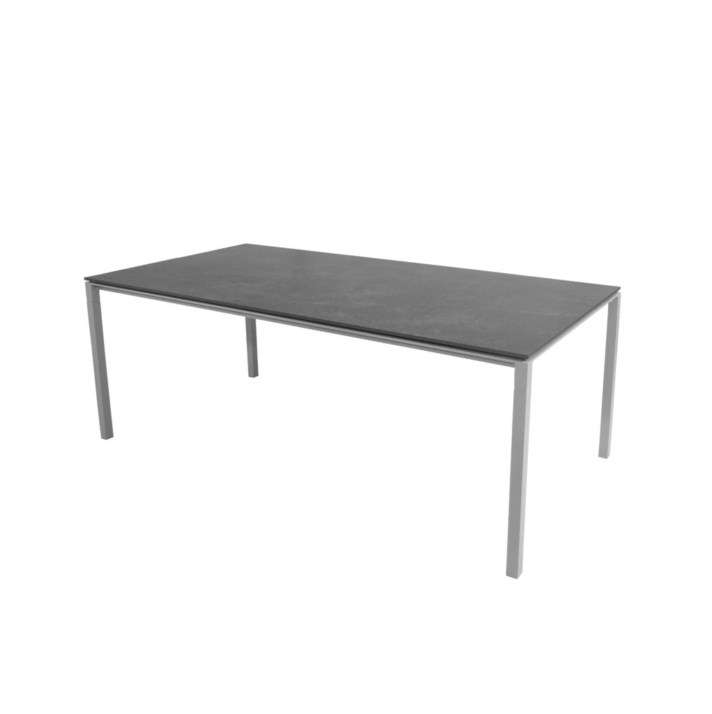 Pure spisebord fra Cane-Line. Produktbilde av bord 200 x 100 cm- light grey/fossil black