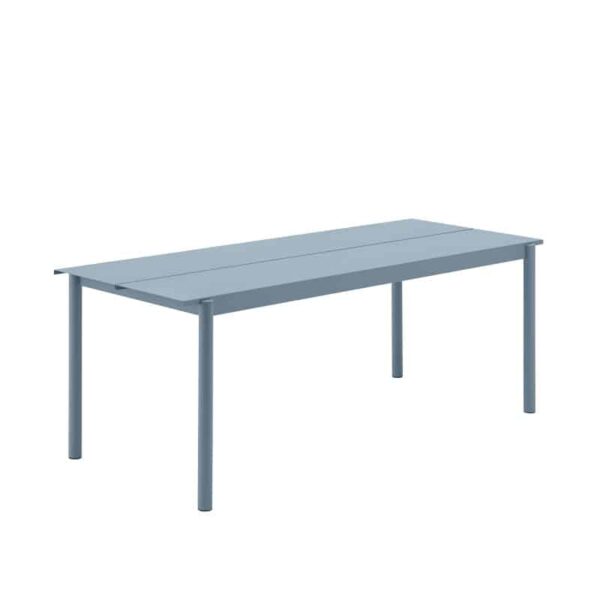 Linear steel outdoor pale blue bord 200cm fra Muuto