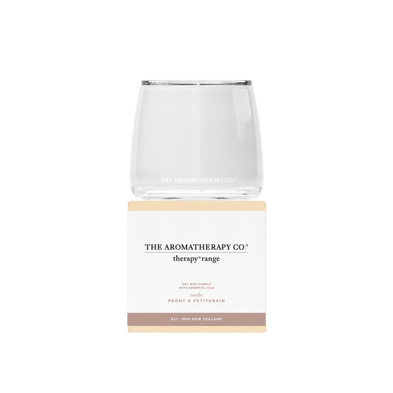 duftlys i duften peony og petitgrain fra the aromatherapy