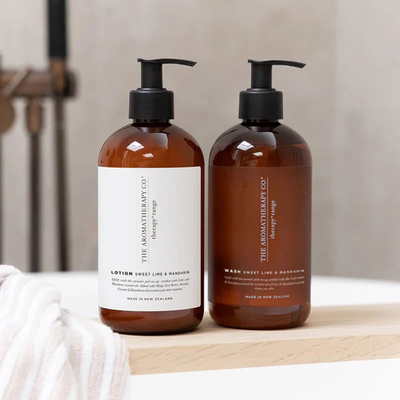 såpe og krem I sweet lime og mandarin fra the aromatherapy