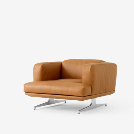 Inland-AV21-Noble-cognac-skinn-børstet-aluminium-base-produktbilde