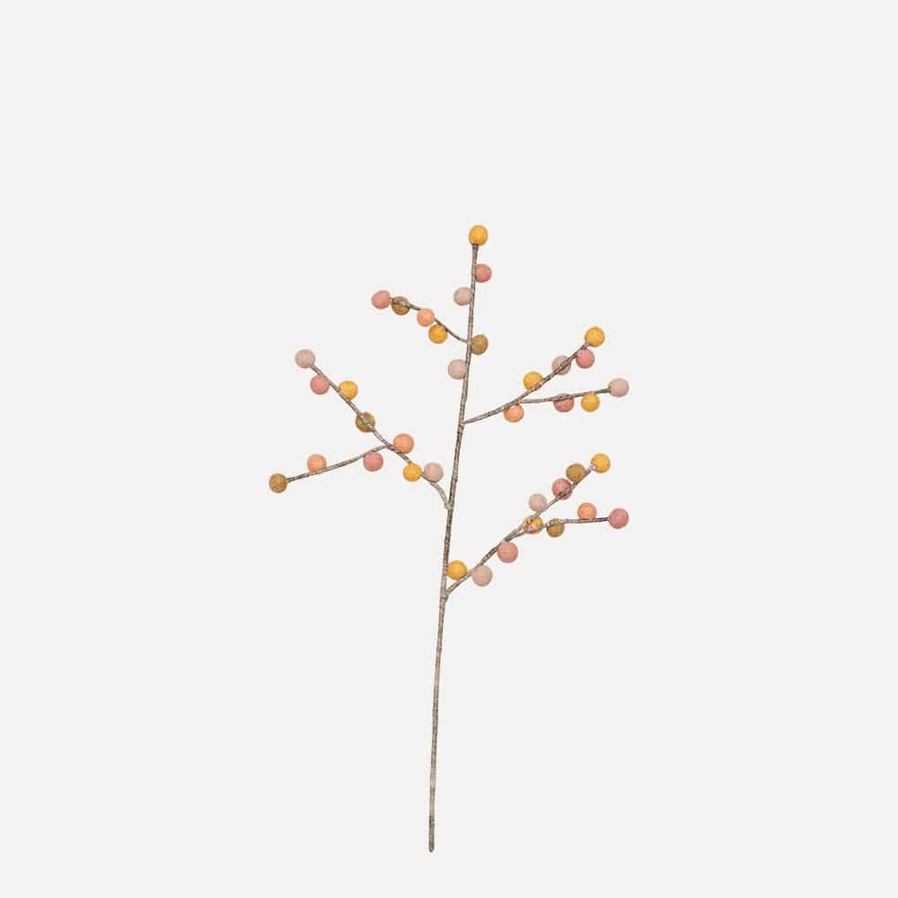 Ullfilt kvist med bær i oransje, rosa og beige fra UND