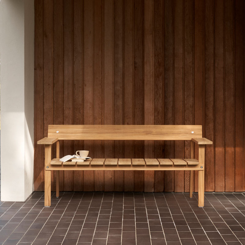 gl101 sittebenk med rygg i teak fra carl hansen