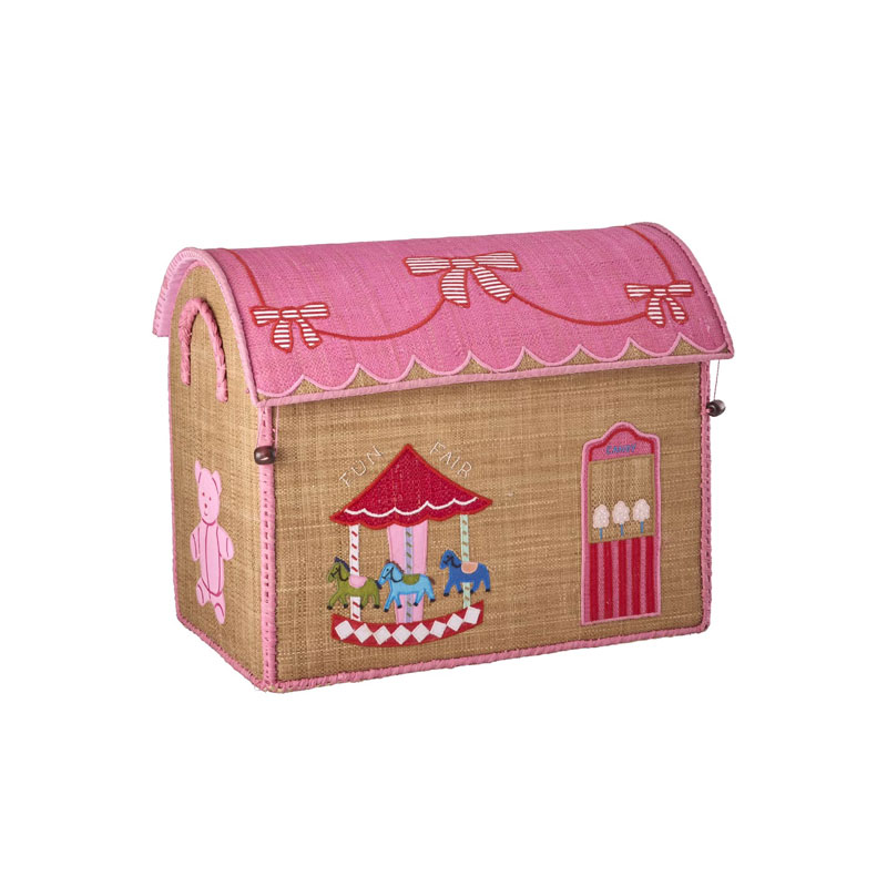 raffia oppbevaringshus I large I rosa fra rice