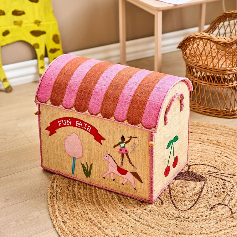 raffia oppbevaringshus I large I rosa fra rice