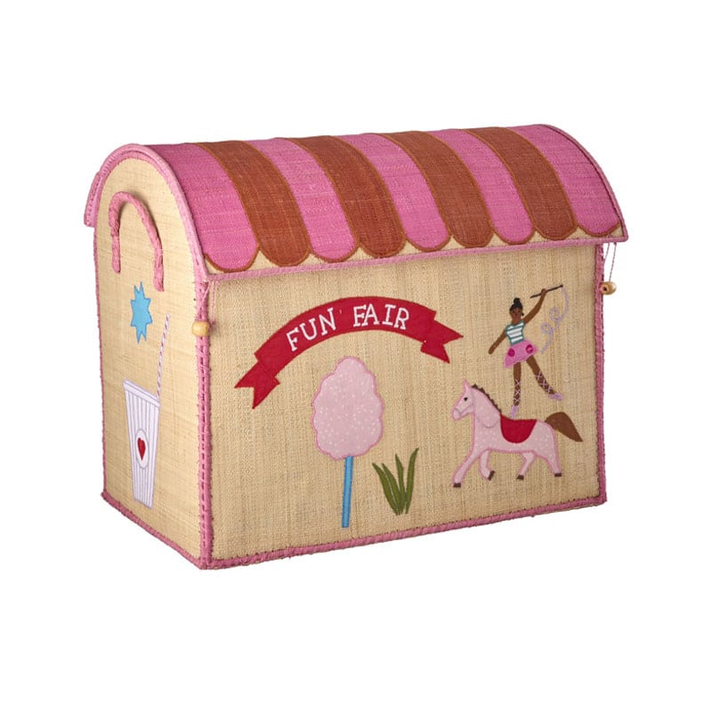 raffia oppbevaringshus I large I rosa fra rice