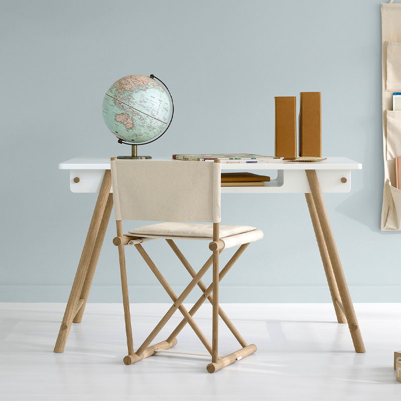 Camping junior stol I eik og lys canvas fra oliver furniture