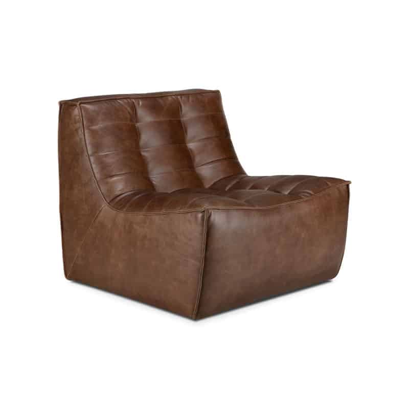 N701 1-seter modulsofa i chestnut aniline skinn fra Etchnicraft