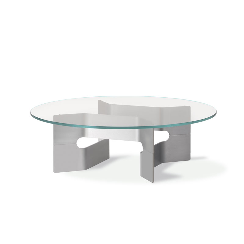 jg sofabord i aluminum med glassplate fra ferdericia
