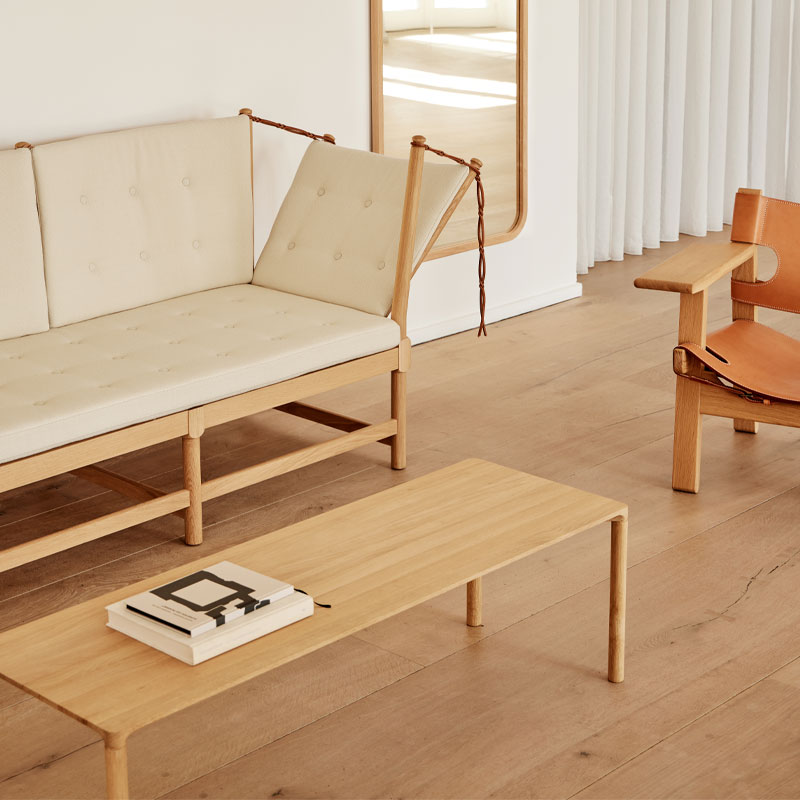 Piloti wood sofabord 120x39 cm i lysoljet eik fra audo