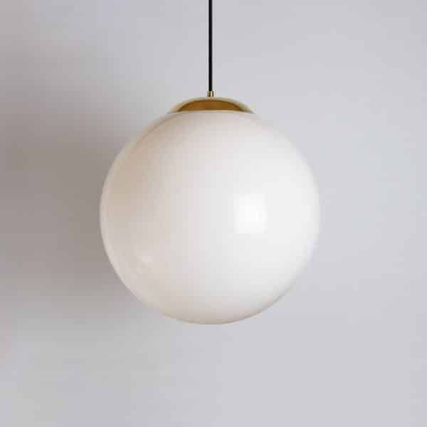 another dome taklampe med diameter 40 cm med opalt glass og messing oppheng fra house of Holmedal