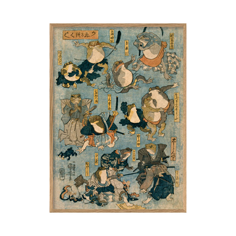 Japanese performing frogs 100 x 100 cm bilde fra the Dybdahl og co