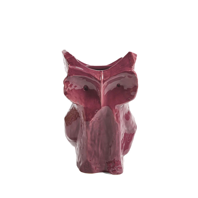Owl_vase_stor_burgunder_produktbilde_serax