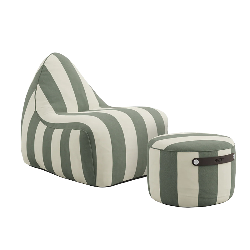Sackit loungestol og puff i Olive