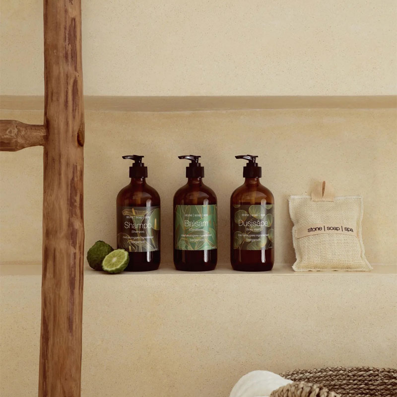 dusjsåpe refill 1000 ml i duften bergamott fra stone soap spa