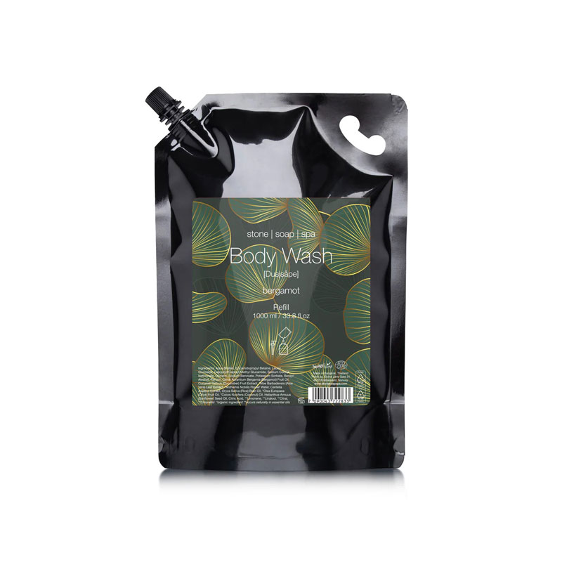dusjsåpe refill 1000 ml i duften bergamott fra stone soap spa